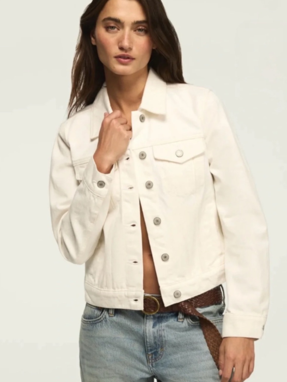 Lucky Brand Tomboy Trucker Clean White Denim Jacket Size M